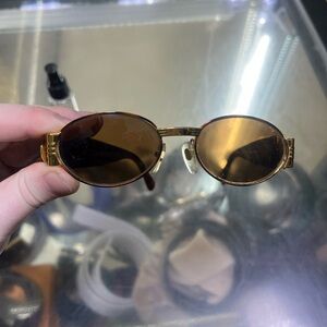 Versace Brown and Gold Oval Sunglasses
